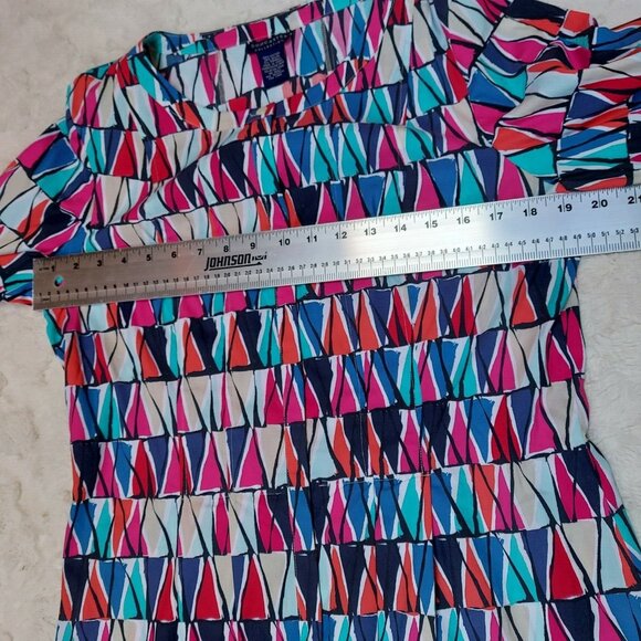 Doncaster Collection Geometric Print 3/4 Sleeve Top Blouse Size 10 Multicolor - Picture 5 of 6